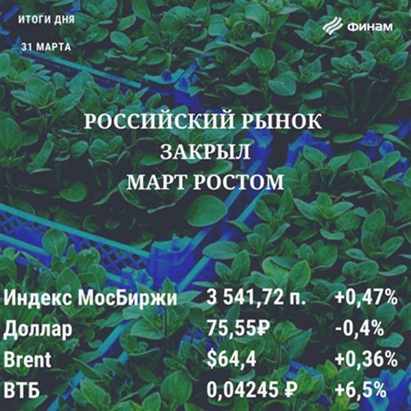 Итоги среды, 31 марта: Российские индексы смогли выбраться в "зеленую" зону