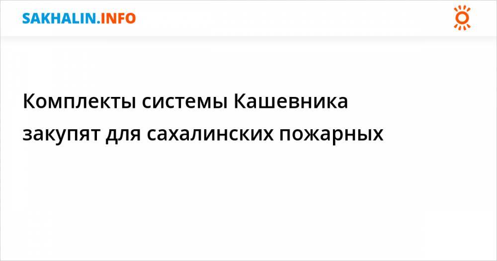Комплекты системы Кашевника закупят для сахалинских пожарных