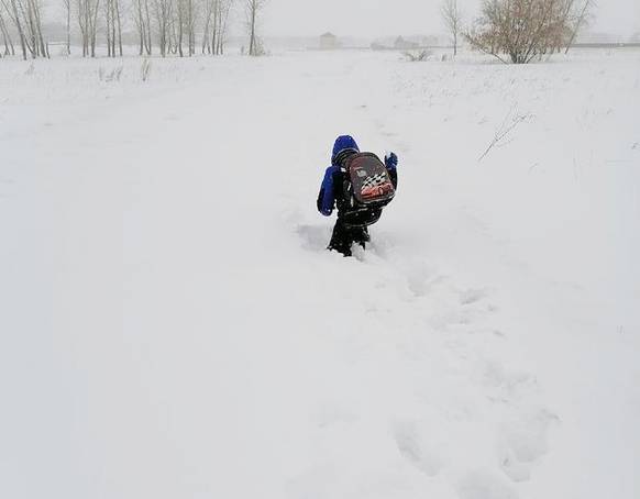 Под Омском 11-летний мальчик вынужден ползти три километра по сугробам в школу