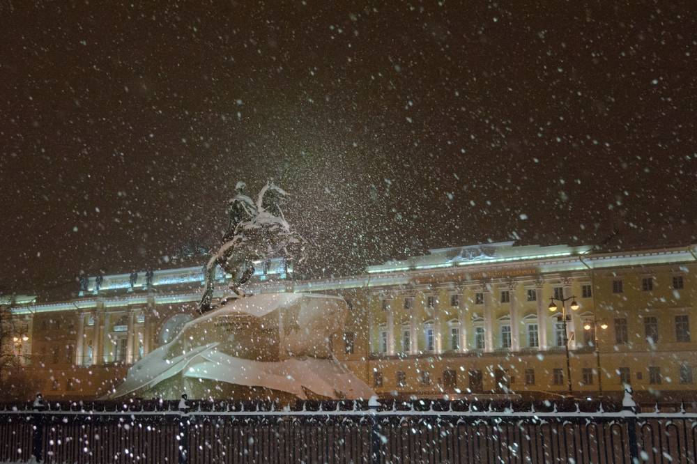 Более 7 см снега выпало в Петербурге за ночь