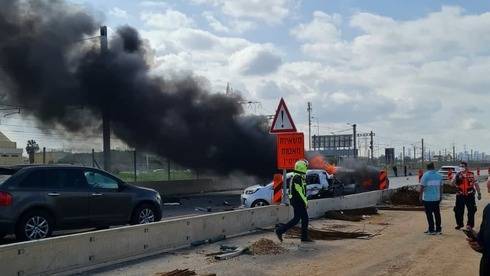 Драма на шоссе Аялон: протаранил несколько машин - и загорелся