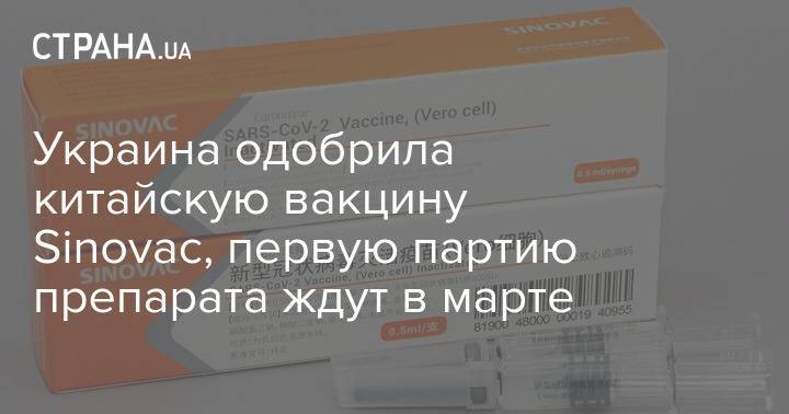 Украина одобрила китайскую вакцину Sinovac, первую партию препарата ждут в марте