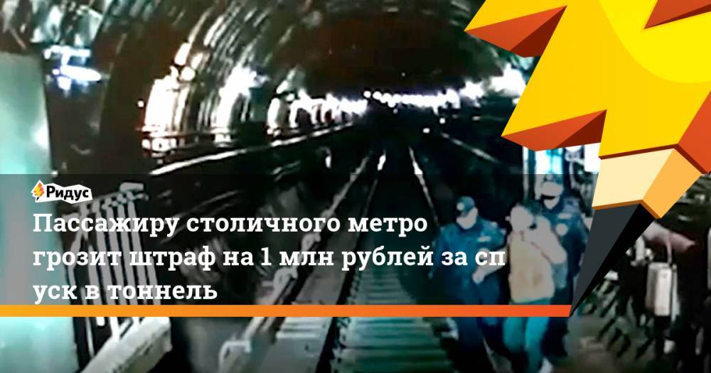 Пассажиру столичного метро грозит штраф на 1 млн рублей заспуск втоннель