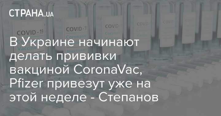 В Украине начинают делать прививки вакциной CoronaVac, Pfizer привезут уже на этой неделе - Степанов