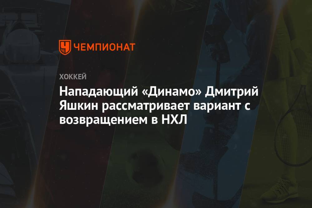 Нападающий «Динамо» Дмитрий Яшкин рассматривает вариант с возвращением в НХЛ