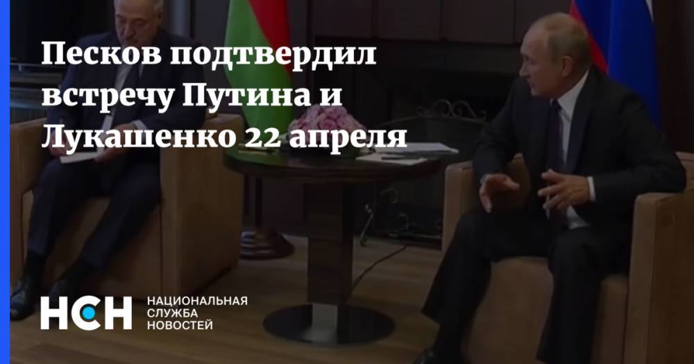 Песков подтвердил встречу Путина и Лукашенко 22 апреля