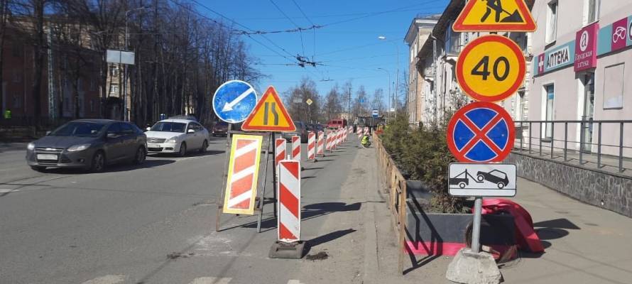 ГИБДД призвала водителей к осторожности из-за ремонта дороги в Петрозаводске