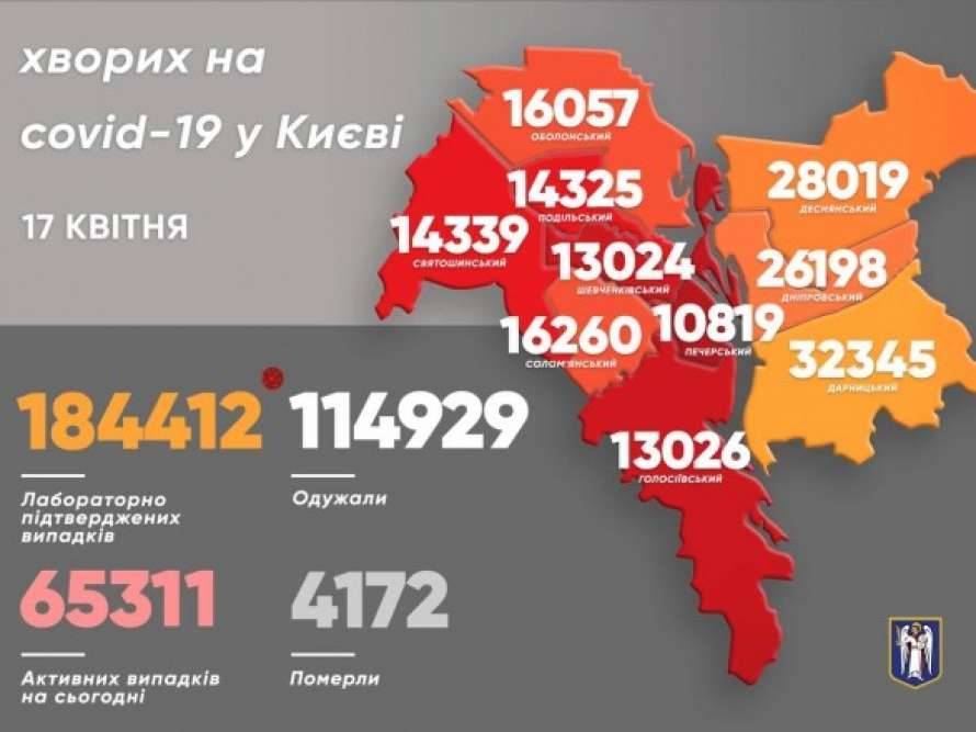 В Киеве за сутки умерло полсотни человек от коронавируса