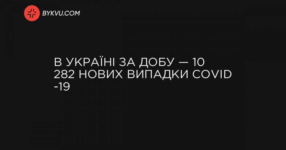 В Україні за добу — 10 282 нових випадки COVID -19