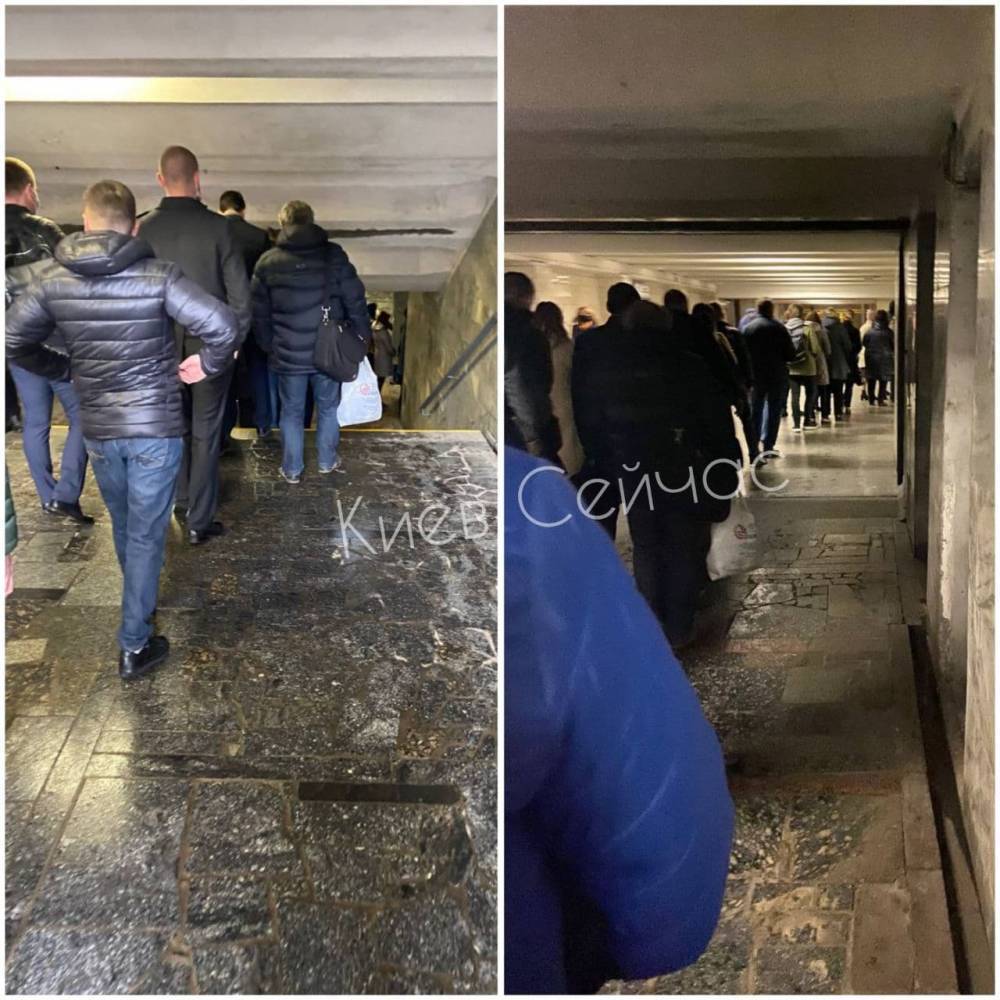 Карантин в Киеве: В метро огромные очереди и толпы в вагонах