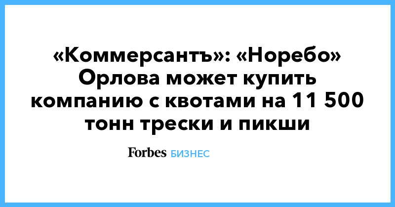«Коммерсантъ»: «Норебо» Орлова может купить компанию с квотами на 11 500 тонн трески и пикши