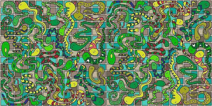 Визуальная головоломка: Найдите ремень среди змей