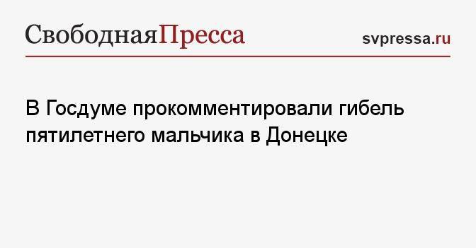 В Госдуме прокомментировали гибель пятилетнего мальчика в Донецке