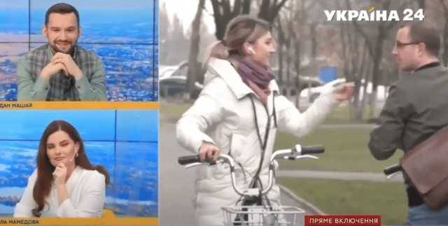 В прямом эфире канала Ахметова проезжавший мимо велосипедист назвал олигарха "петухом"
