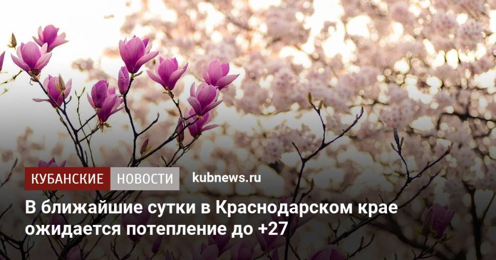 В ближайшие сутки в Краснодарском крае ожидается потепление до +27