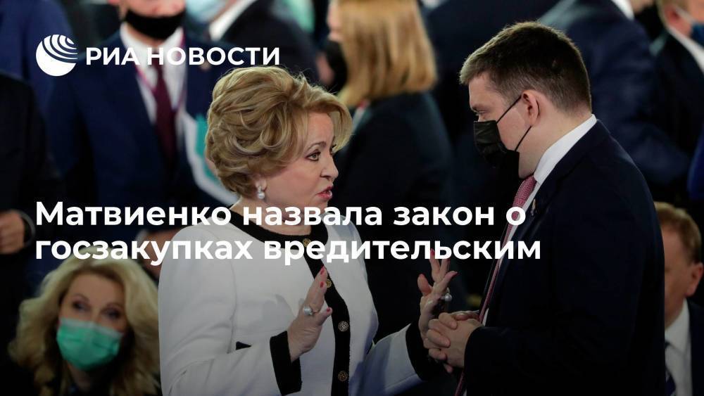 Матвиенко назвала закон о госзакупках вредительским