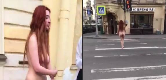 По улицам Петербурга прогулялась обнаженная девушка