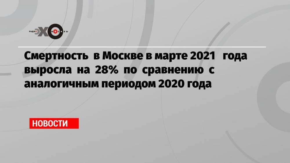 Смертность в Москве в марте 2021 года выросла на 28% по сравнению с аналогичным периодом 2020 года