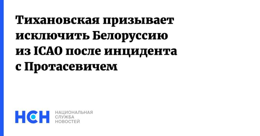 Тихановская призывает исключить Белоруссию из ICAO после инцидента с Протасевичем