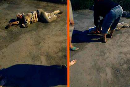 Очевидцы засняли ползущую по шоссе после избиения мужем россиянку