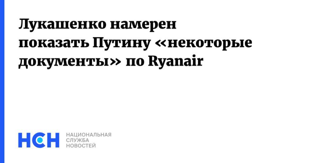 Лукашенко намерен показать Путину «некоторые документы» по Ryanair
