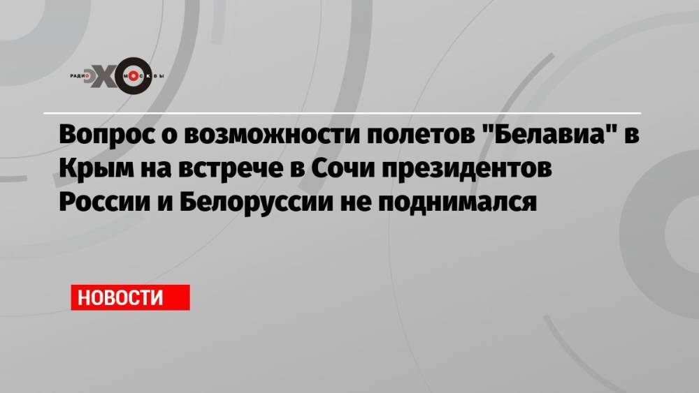 Вопрос о возможности полетов «Белавиа» в Крым на встрече в Сочи президентов России и Белоруссии не поднимался