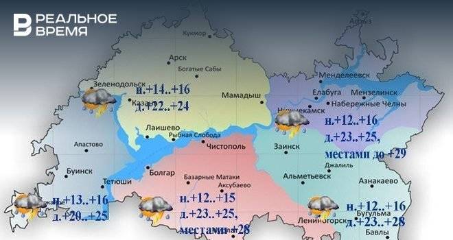 Сегодня в Татарстане прогнозируются дожди и до +25 градусов