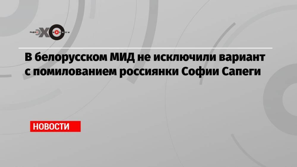 В белорусском МИД не исключили вариант с помилованием россиянки Софии Сапеги