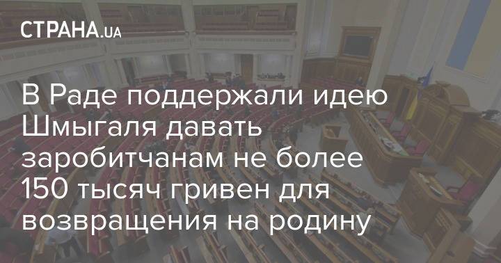 В Раде поддержали идею Шмыгаля давать заробитчанам не более 150 тысяч гривен для возвращения на родину