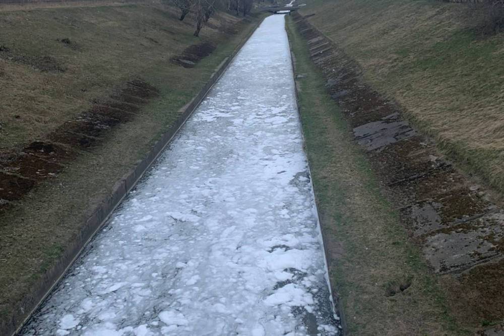 Эксперты выяснят, почему в реке Волковке в воде появилась пена