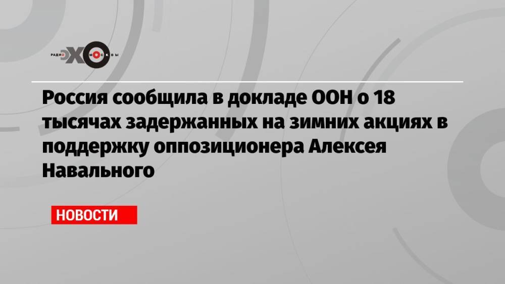 Россия сообщила в докладе ООН о 18 тысячах задержанных на зимних акциях в поддержку оппозиционера Алексея Навального
