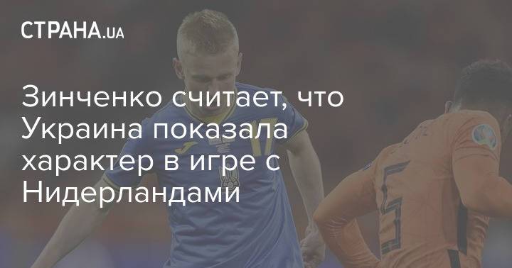 Зинченко считает, что Украина показала характер в игре с Нидерландами