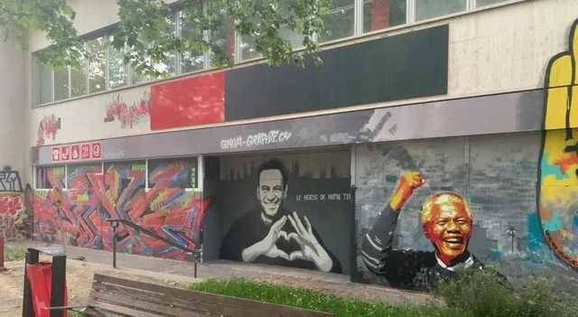 В Женеве накануне встречи Байдена с Путиным появилось граффити с Навальным