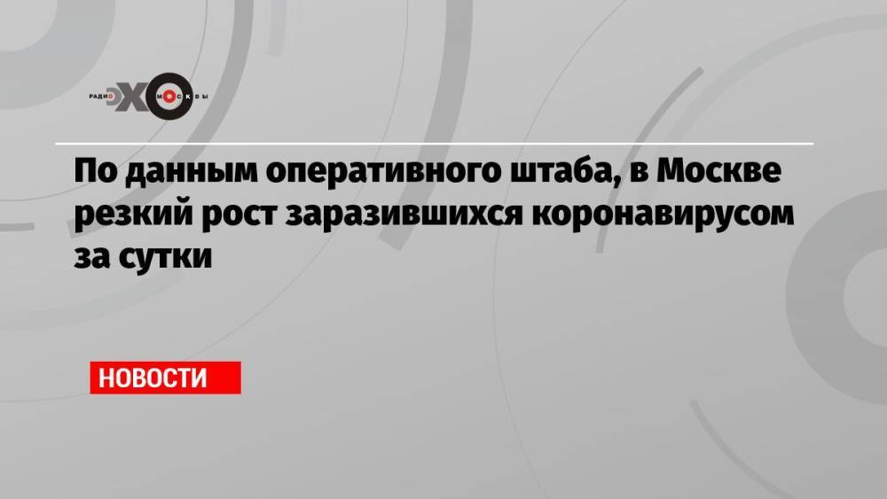 По данным оперативного штаба, в Москве резкий рост заразившихся коронавирусом за сутки