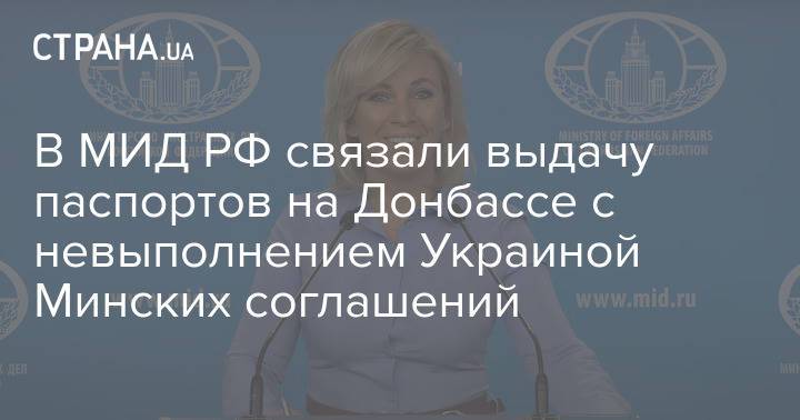 В МИД РФ связали выдачу паспортов на Донбассе с невыполнением Украиной Минских соглашений