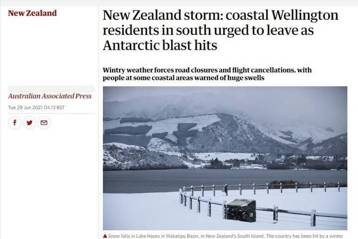 Антарктический шторм обрушился на Новую Зеландию
