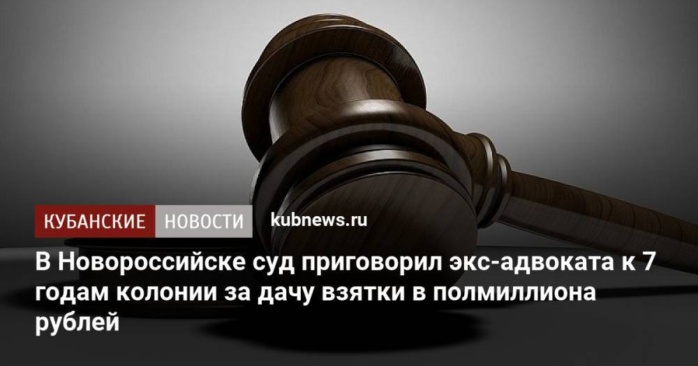 В Новороссийске суд приговорил экс-адвоката к 7 годам колонии за дачу взятки в полмиллиона рублей