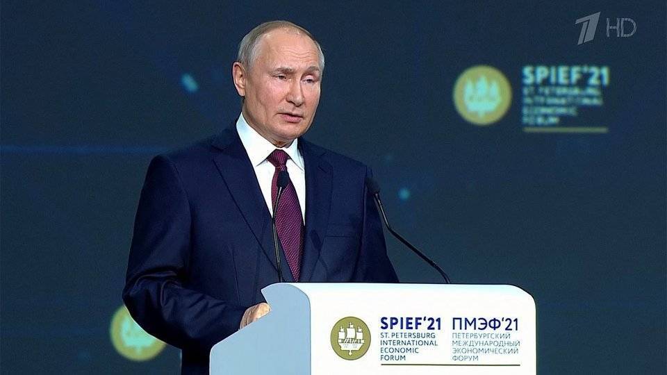 Владимир Путин принимает участие в пленарном заседании на Петербургском экономическом форуме
