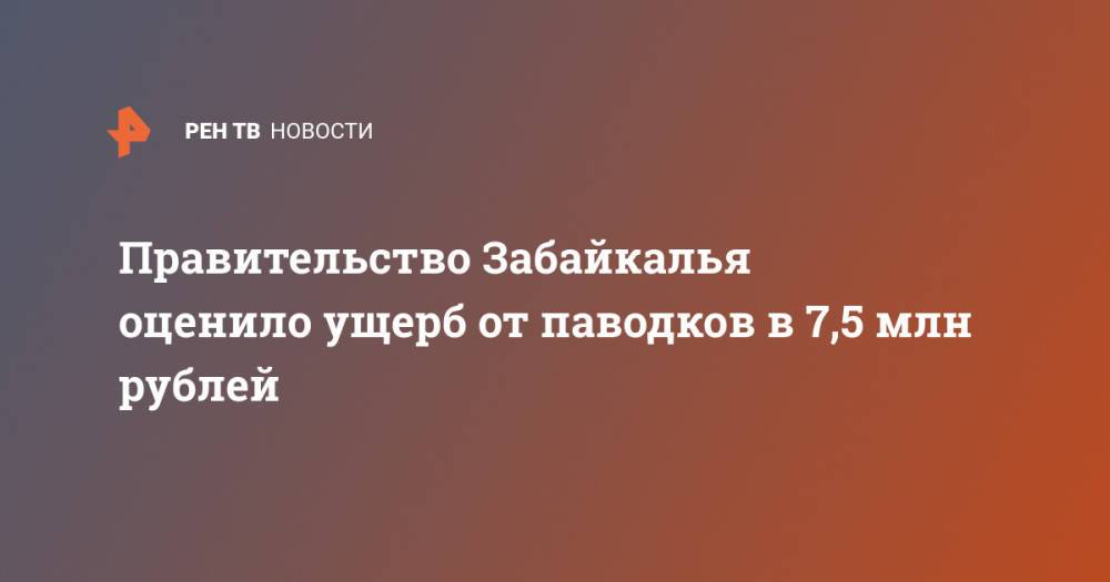 Правительство Забайкалья оценило ущерб от паводков в 7,5 млн рублей