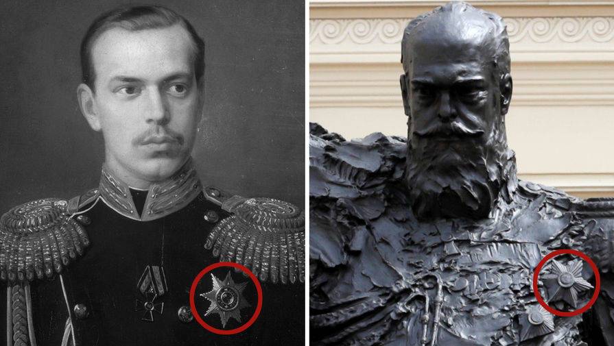 На новом памятнике Александру III нашли неправильный орден