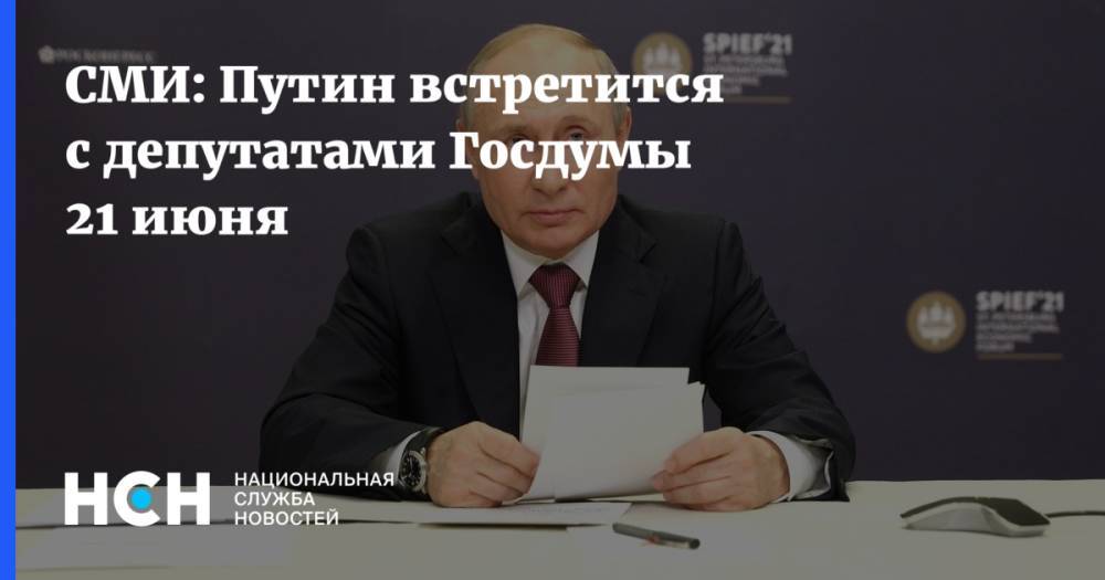 СМИ: Путин встретится с депутатами Госдумы 21 июня