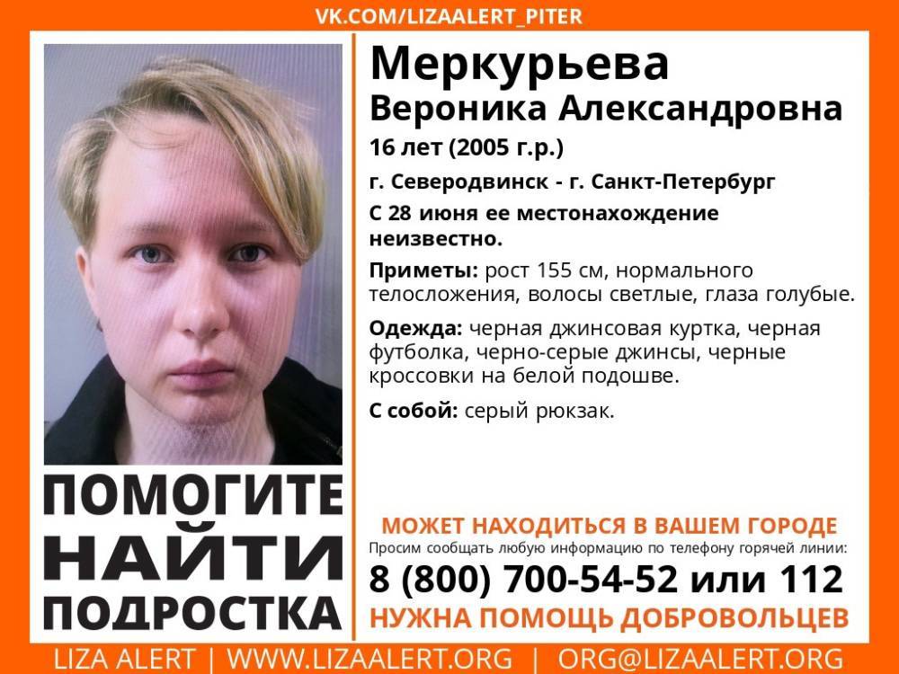 В Санкт-Петербурге без вести пропала 16-летняя девушка