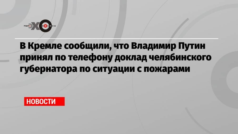 В Кремле сообщили, что Владимир Путин принял по телефону доклад челябинского губернатора по ситуации с пожарами