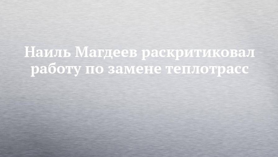 Наиль Магдеев раскритиковал работу по замене теплотрасс