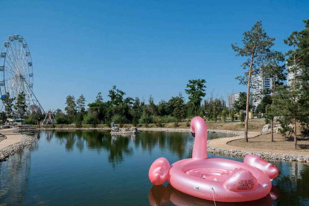В Волгограде на пруд в ЦПКиО спустили 10 лодок и надувной фламинго