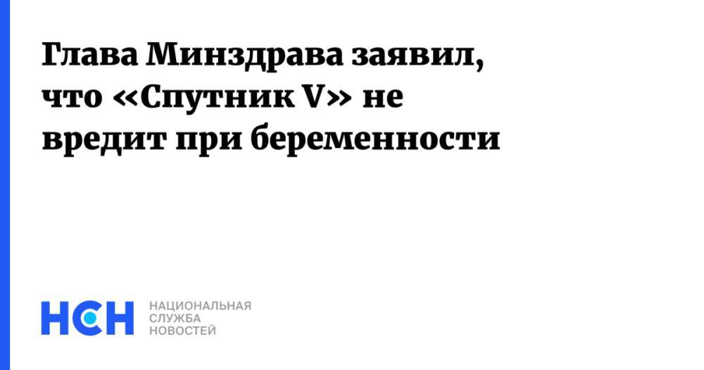 Глава Минздрава заявил, что «Спутник V» не вредит при беременности