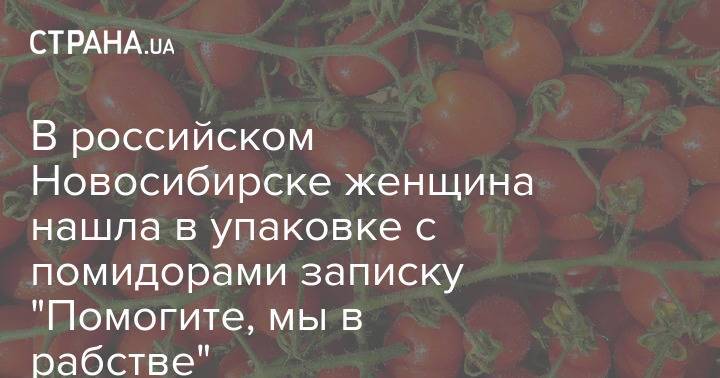 В российском Новосибирске женщина нашла в упаковке с помидорами записку "Помогите, мы в рабстве"