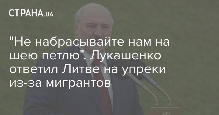 "Не набрасывайте нам на шею петлю". Лукашенко ответил Литве на упреки из-за мигрантов