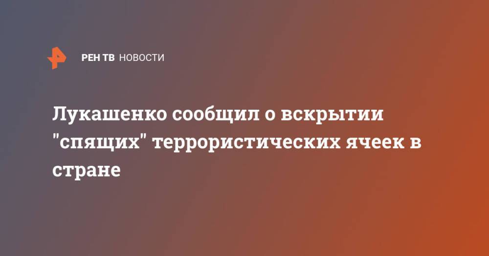 Лукашенко сообщил о вскрытии "спящих" террористических ячеек в стране