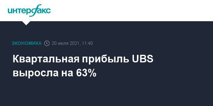 Квартальная прибыль UBS выросла на 63%